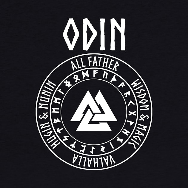 Odin Viking God Valknut with Runes by AgemaApparel